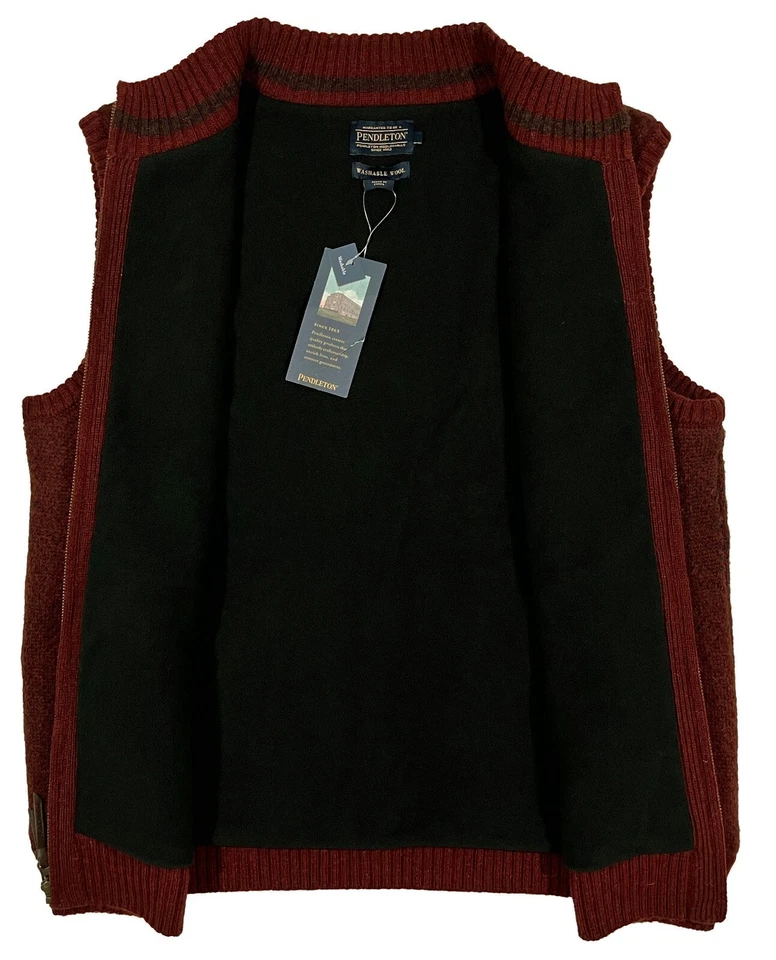 Men's PENDLETON Russet Red & Brown Herringbone Wool Vest L Large NWT NEW - Image 4 of 4