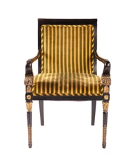 Empire Style Black chair with Gilding and Stripe Velvet