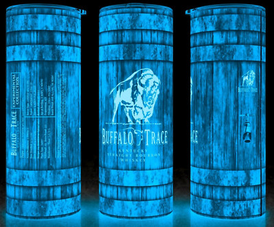 Glow in the Dark Buffalo Trace Bourbon Whiskey Wood Barrel Cup Mug Tumbler 20oz