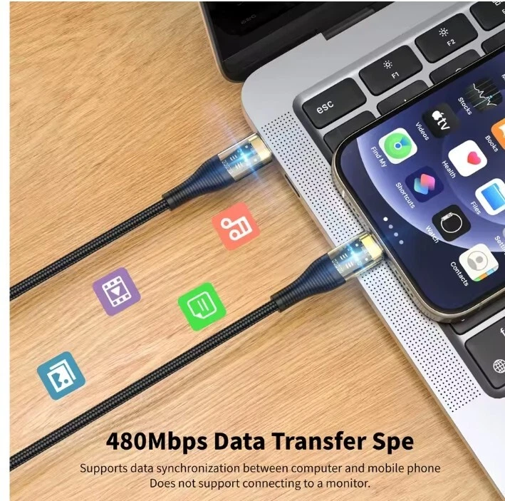 Cable cargador tipo c a tipo c carga rápida 100W 60W 5A PD carga rápida Foto 4 de 4