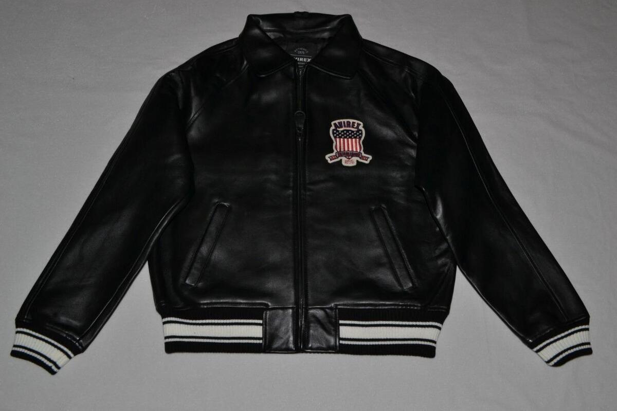 AUTHENTIC Avirex Icon Leather A1 BOMBER Jacket MENS BLACK AUTHENTIC Avirex Icon Leather A1 BOMBER Jacket MENS BLACK