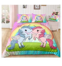 Kissing Unicorns Duvet Comforter Cover And Pillow Shams Set