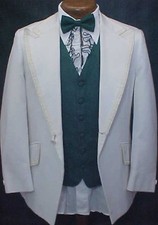 VINTAGE AFTER SIX WHITE WITH BRAID TRIM 3pc MENS TUXEDO PROM WEDDING Sz 34-48