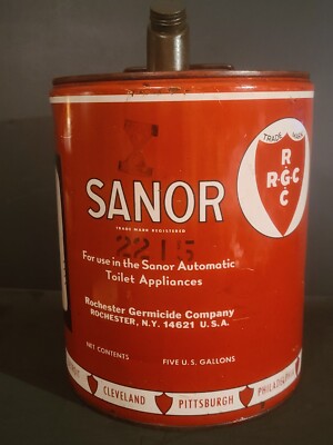 1972 Rochester Germicide Company NY EMPTY 5 Gallon Bucket SANOR Toilet Cleaner