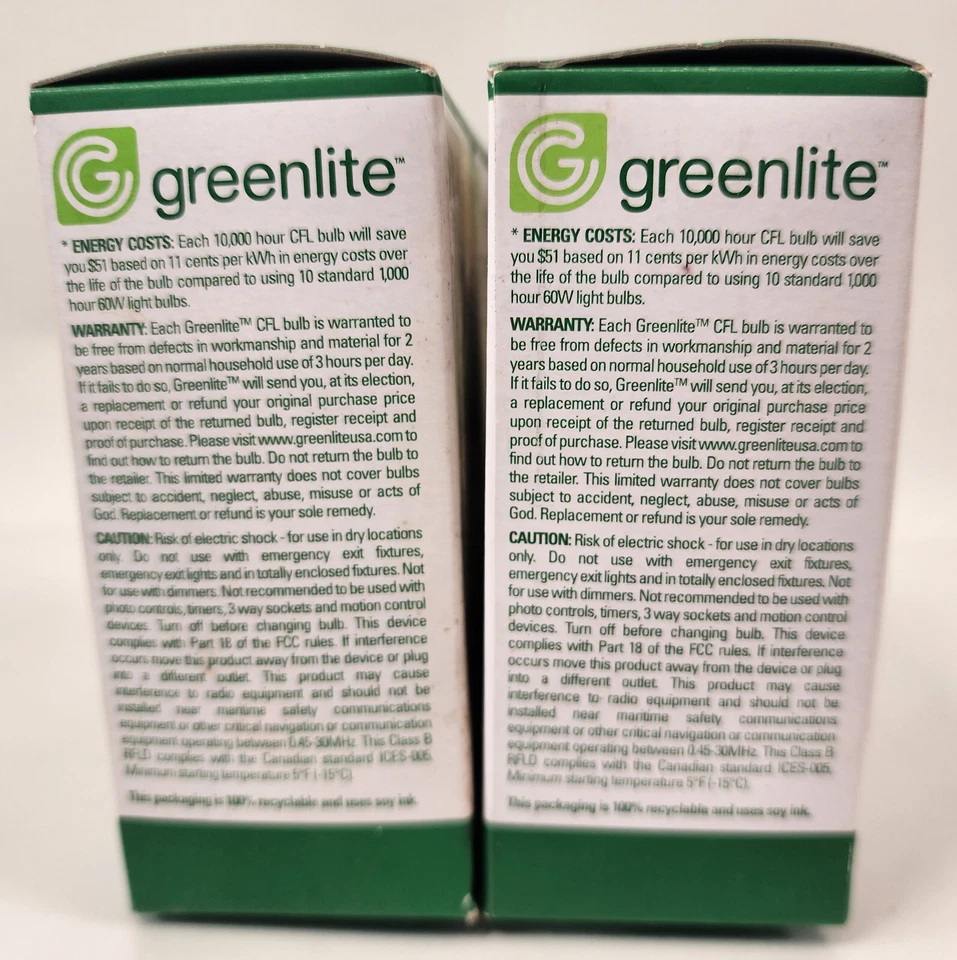 2 Boxes 4 Greenlite 13W ELS-U 27K/2 Ultra Mini T2 Spiral 2700K Soft White Bulbs - Image 3 of 4