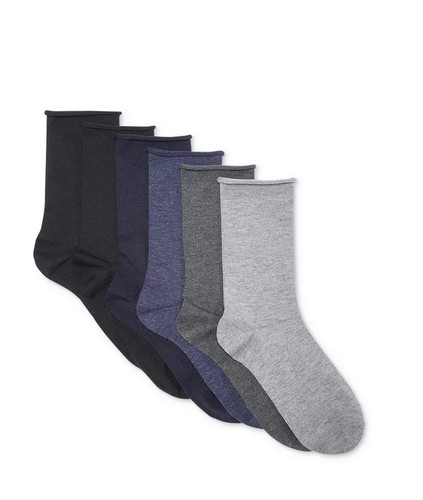 LAUREN RALPH LAUREN Women's 6 Pack Roll-Top Trouser Socks GRAY HEATHER US9-11