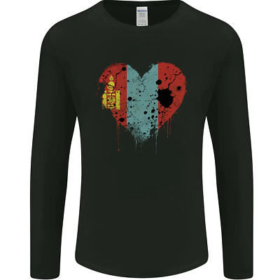 Love Mongolia Flag Mongolian Day Football Mens Long Sleeve T-Shirt