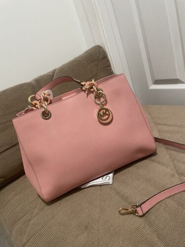 michael kors cynthia pale pink md satchel Leather