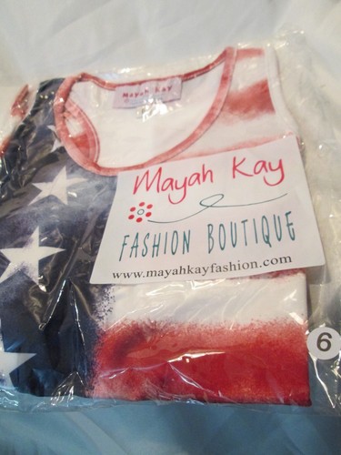 RED, WHITE, BLUE PATRIOTIC FLAG SLEEVELESS TOP SIZE 6 - Picture 3 of 3