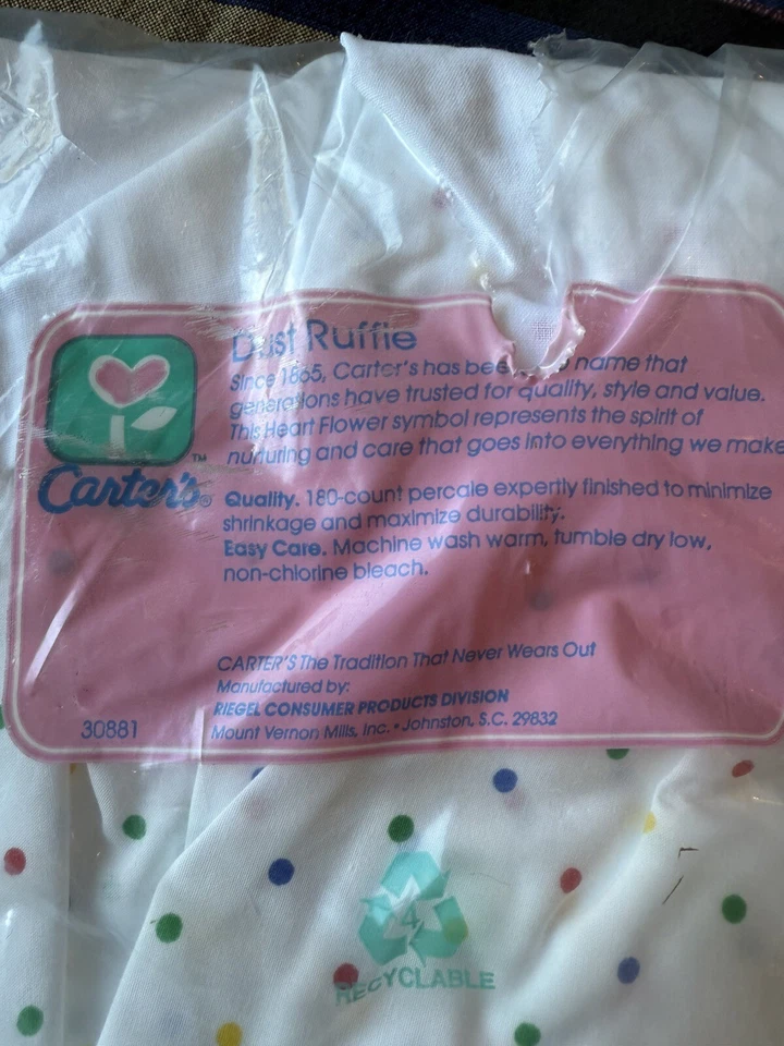 Nuevo en Paquete Falda Cuna Carters Años 90 Percal Lunares Colores Primarios Colorido Foto 2 de 2