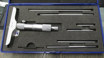 0-6'' Depth Micrometers with 4'' Base , With 6 Rods in Fitted Box