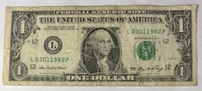 BIRTHDAY/ANNIVERSARY $1.00 CURRENCY Note 03-01-1982