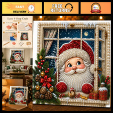 Canrichshop 5D Christmas Pearl Diamond Art Kits for Adults with Frame,DIY Gnome
