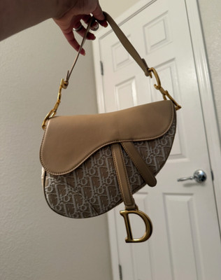 Beige and white monogram dior saddle condition with authentication !