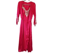 Flora Nikroz Lace Robe Set Nightgown Slip Honeymoon Romantic S Fuchsia Pink