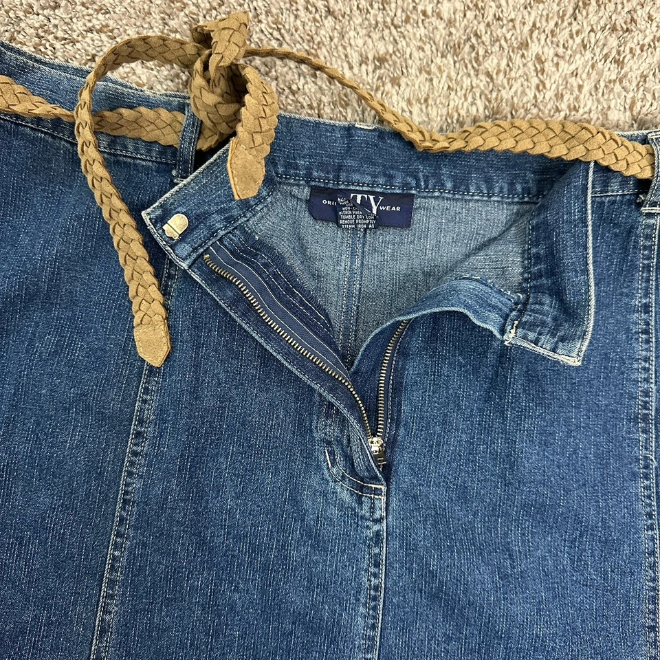 Original TY Wear Women's Blue Cotton Front Zip & Back Slit Denim Skirt Size 22W - Image 4 of 4