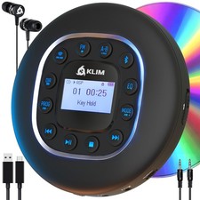 KLIM Journey - Portable CD Player with Long-Lasting Battery - New - Black