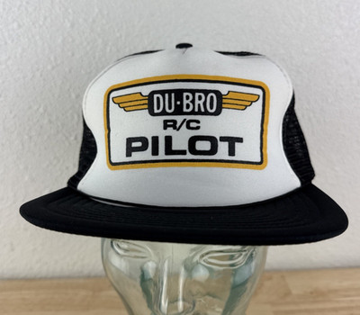 Vintage DU BRO R/C Pilot Flying Snapback Trucker Hat Cap Mesh Adjustable Black