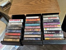 Cassette Tape Lot of 26 Bonus 42 Tape Storage Cabinet