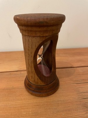 Sanduhr Holz Vintage 12,5cm hoch ca. 3 min