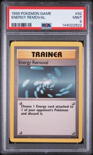 1999 POKEMON BASE SET UNLIMITED #92 ENERGY REMOVAL PSA 9