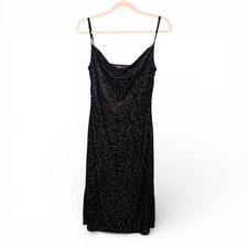 Vintage Guess Black Burnout Velvet Cowl Neck Dress