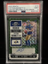 Stetson Bennett 2023 Zenith Contenders Optic RC TKT PREV AUTO GRN # 13/23 PSA 9