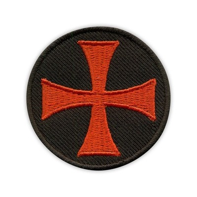 Patchion LTD Templar Cross Rund Patch Schwarz Hintergrund Gestickt