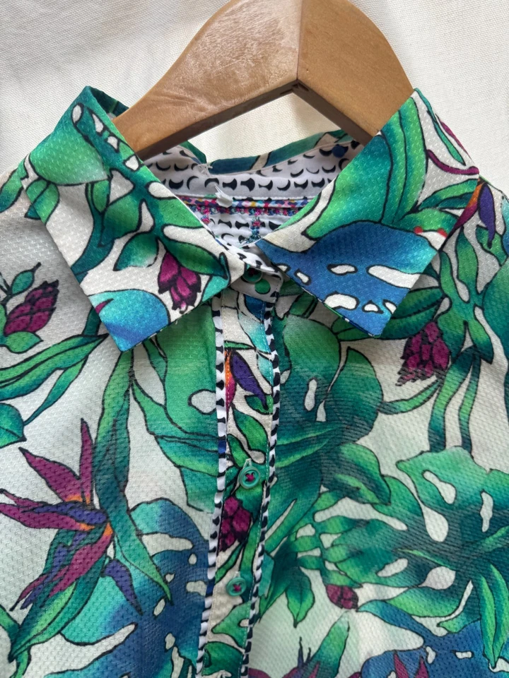 Blusa Robert Graham de seda de algodón para mujer talla mediana M manga larga camisa con cuello Foto 2 de 4