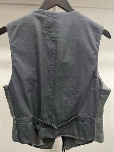 John Varvatos Men’s 48 Goat Suede Vest Olive Cotton Back - Picture 4 of 5