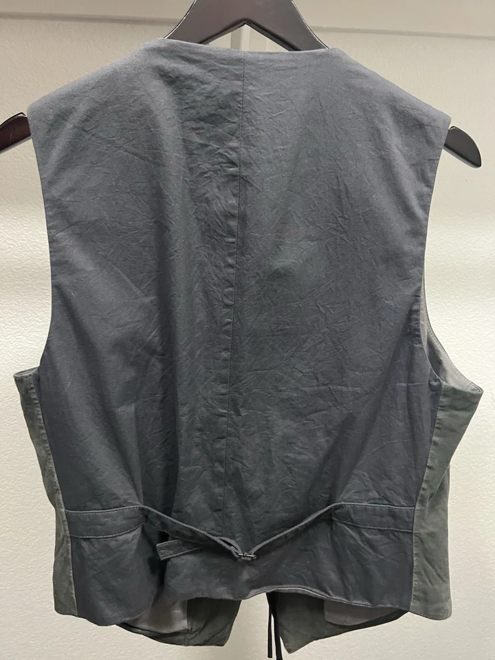 Chaleco de gamuza de cabra John Varvatos 48 para hombre espalda de algodón oliva Foto 4 de 4