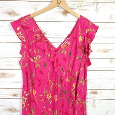 Vtg Diane Von Furstenberg Silk Assets Dress 1X Pink Floral Ruffled Midi