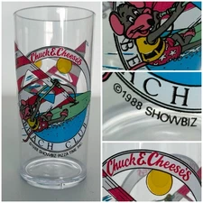 Vintage Chuck E Cheese's Beach Club Plastic 6" Cup 1988 Showbiz Pizza Time