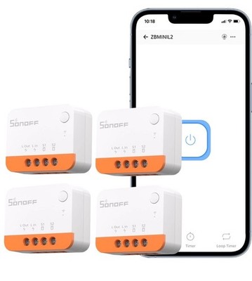 SONOFF ZBMINIL2 Zigbee Smart Light Switch (2 Way)-4Pack No Neutral Wire Required