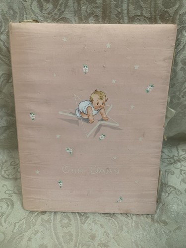 Vtg"Our Baby's" Baby Book 1942 Girl Pink Photos Haircut Valerie Dunne Ephemera