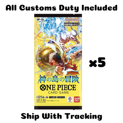 ONE PIECE TCG CARD ADVENTURE ON GOD'S ISLAND OP15 SET 5 PACKS