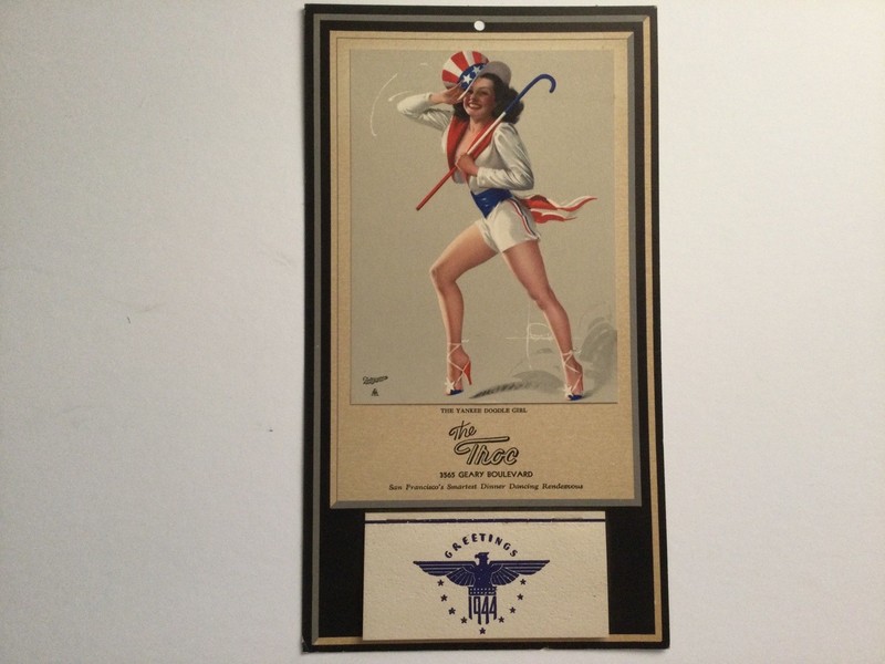RARE Vintage 1944 Pinup Rolf Armstrong “Yankee Doodle Girl” Calendar Troc SF, CA
