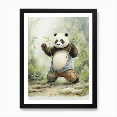Panda Kunst üben Tai Chi Wasser gerahmtes Wandbild Poster Leinwanddruck Bild