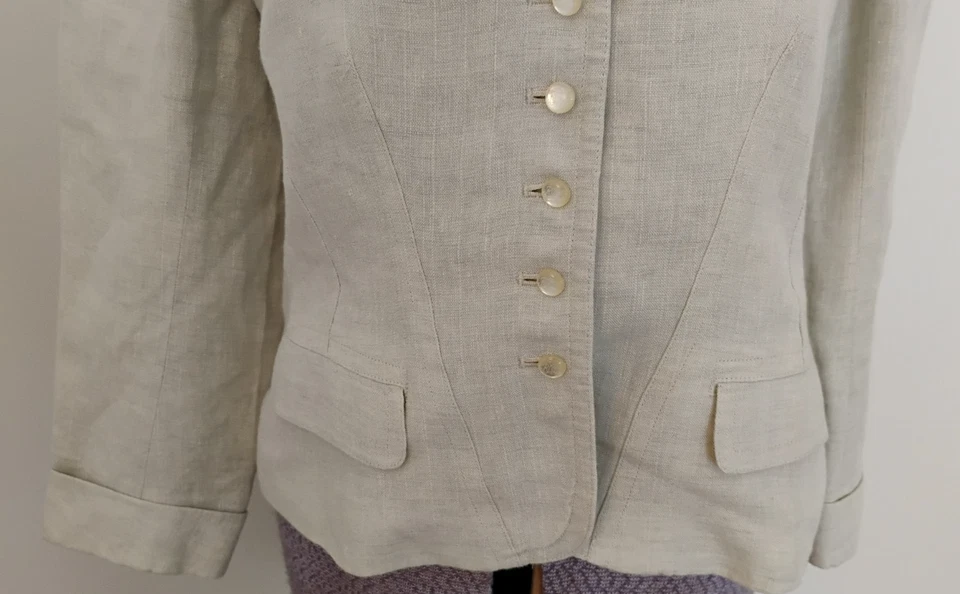 Blazer de Colección Ralph Lauren Crop Lino Chaqueta de Montar Polo Cottage RL Botones 6/8 Foto 3 de 4