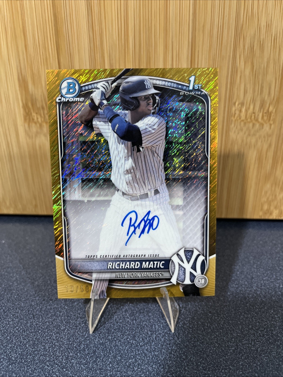 2025 Bowman Chrome Richard Matic #CPA-RM Gold Shimmer Auto /50 Yankees