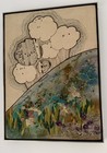 SIGNED JUDI LEWIS MID CENTURY MIXED MEDIA TEXTILE EMBROIDERY FRAMED WALL ART