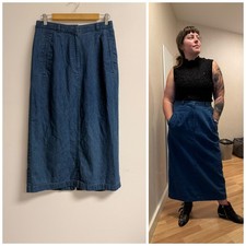 PRICE FIRM Vintage 90s Blue Jean Denim Midi Skirt Talbots LP Large Petite