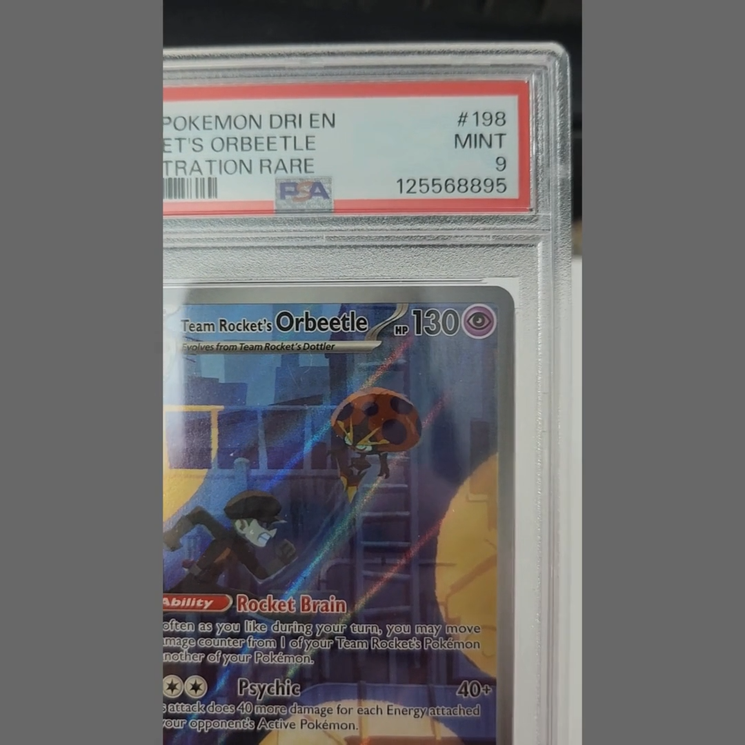 Team Rocket's Orbeetle 198/182 Sv10: Destined Rivals Holo PSA 9