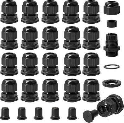 30PCS 1/2'' NPT Cable Gland, IP68 Waterproof Adjustable Strain Relief Cord Connec