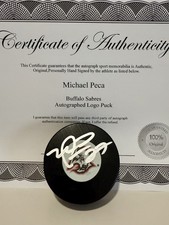 Michael Peca Signed Buffalo Sabres Puck COA Vintage 