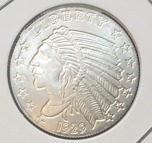 1929 Indian Head Liberty 1/4 Troy Oz .999 Fine Silver Fractional Round Coin Bar