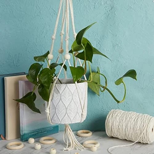  Set perline e anelli in macramè - 30 anelli da 2,2", 50 perline da 20 mm - marrone chiaro - Immagine 2 di 4