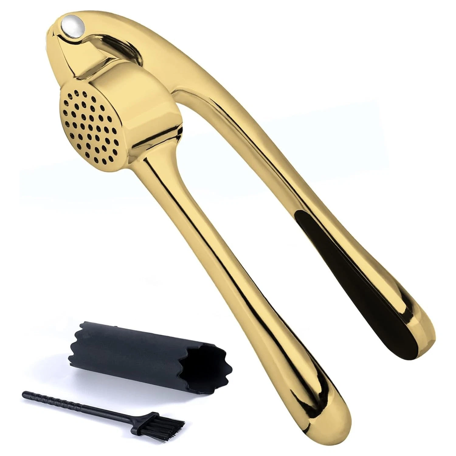 High Effective Premium Garlic Press Set, With Silicone Garlic Peeler & Brush,...