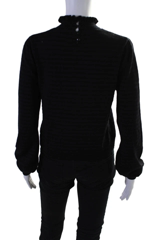 Suéter Top Nanette Lepore Mujer Azul Marino Lana Rayas Volantes Peep Front Talla M Foto 3 de 4