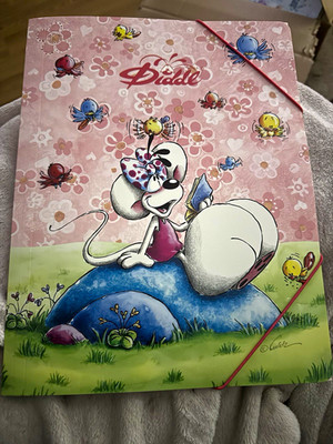 Lannoo Graphics Diddl Sammelmappe/Ordner mit Gummiband rosa Blumenmotiv
